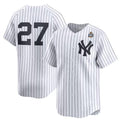 New York Yankees #27 Giancarlo Stanton White Puhics 2024 World Series Home Limited Stitched Jersey