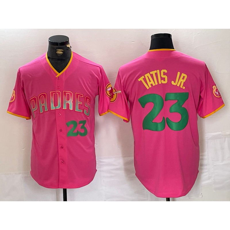 San Diego Padres #23 Fernando Tatis Jr. Pink Puhics Cool Base Stitched Jerseys