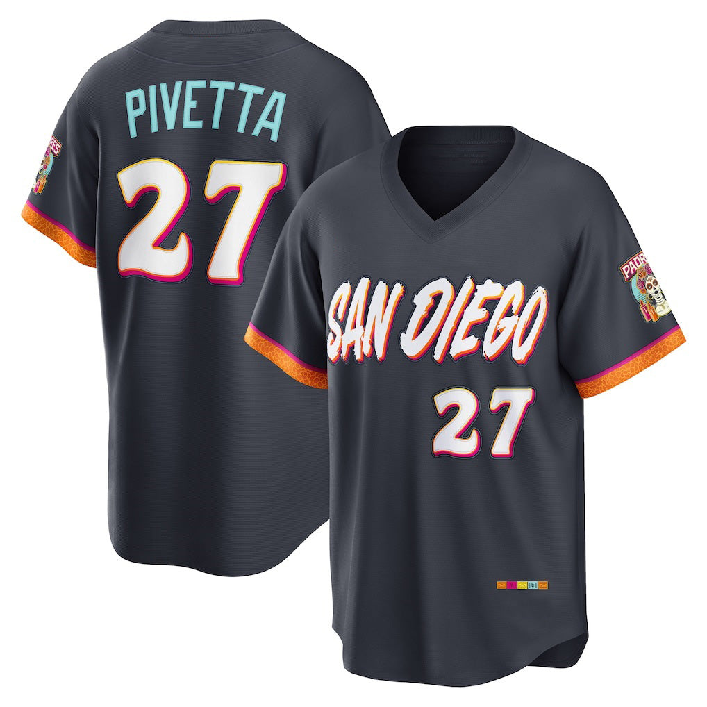 San Diego Padres #27 Nick Pivetta Obsidian Puhics 2026 City Connect Stadium Jersey