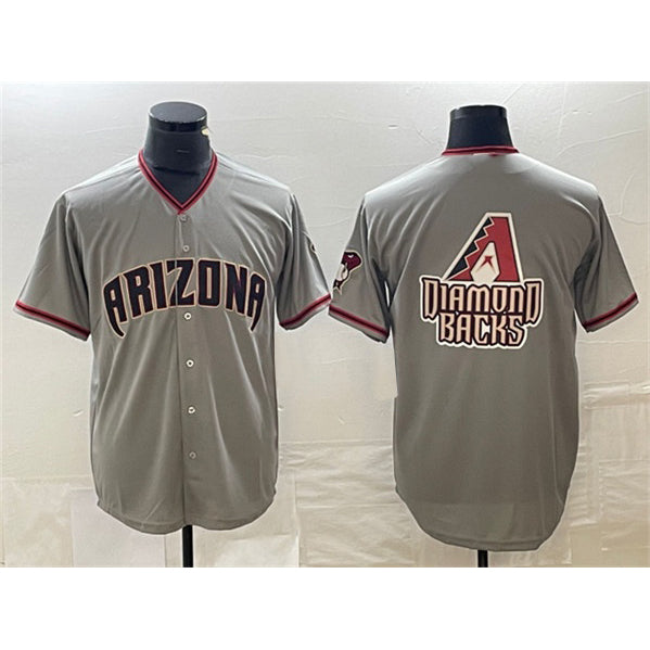 Arizona Diamondbacks Gray Puhics Team Big Logo Cool Base Stitched Jersey 2