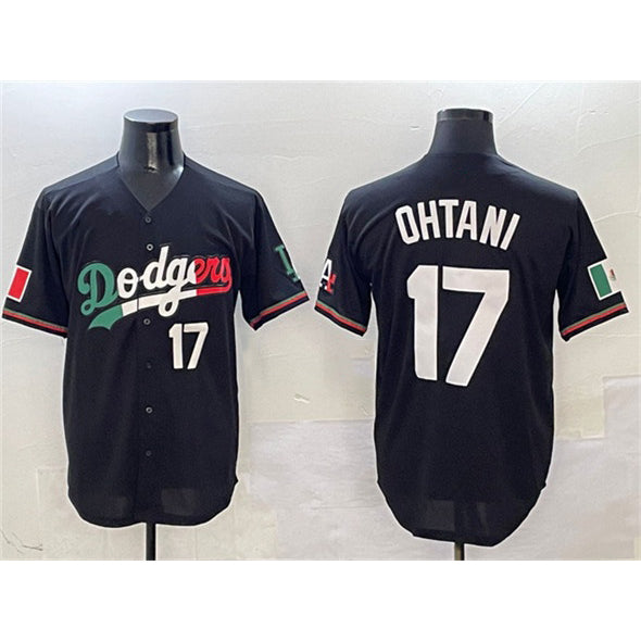 Los Angeles Dodgers #17 Shohei Ohtani Black Puhics Mexico Flag Limited Stitched Jersey
