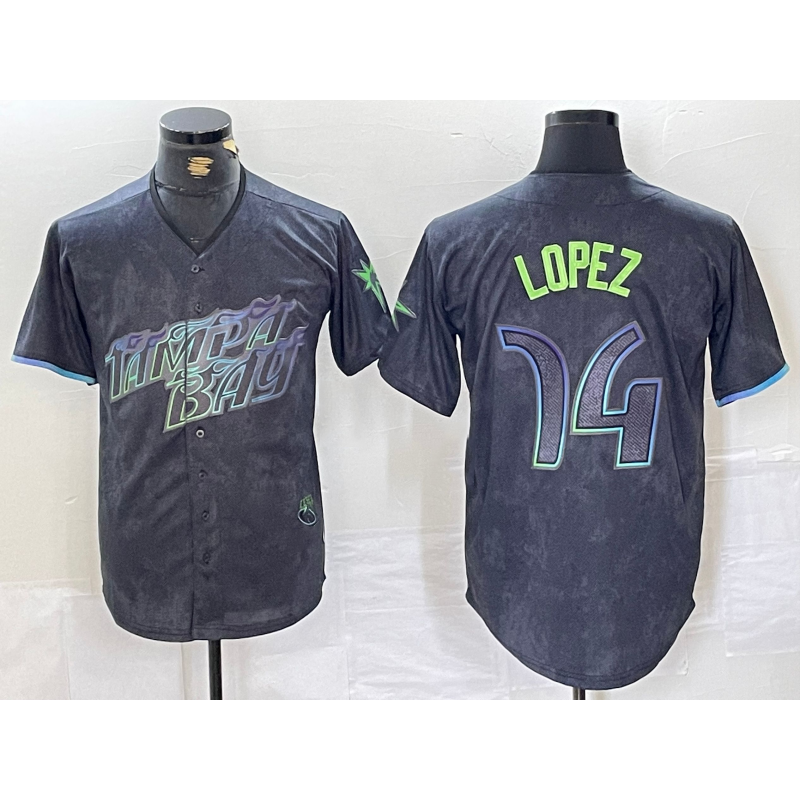 Tampa Bay Rays #14 Jacob Lopez Charcoal Puhics 2024 City Connect Limited Cool Base Jersey