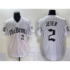 New York Yankees #2 Derek Jeter White Puhics Pinstripe 'Gothic Legacy Edition' Vapor Premier Limited Stitched Jersey