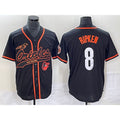 Baltimore Orioles #8 Cal Ripken Jr Black Puhics With Patch Cool Base Stitched Jersey