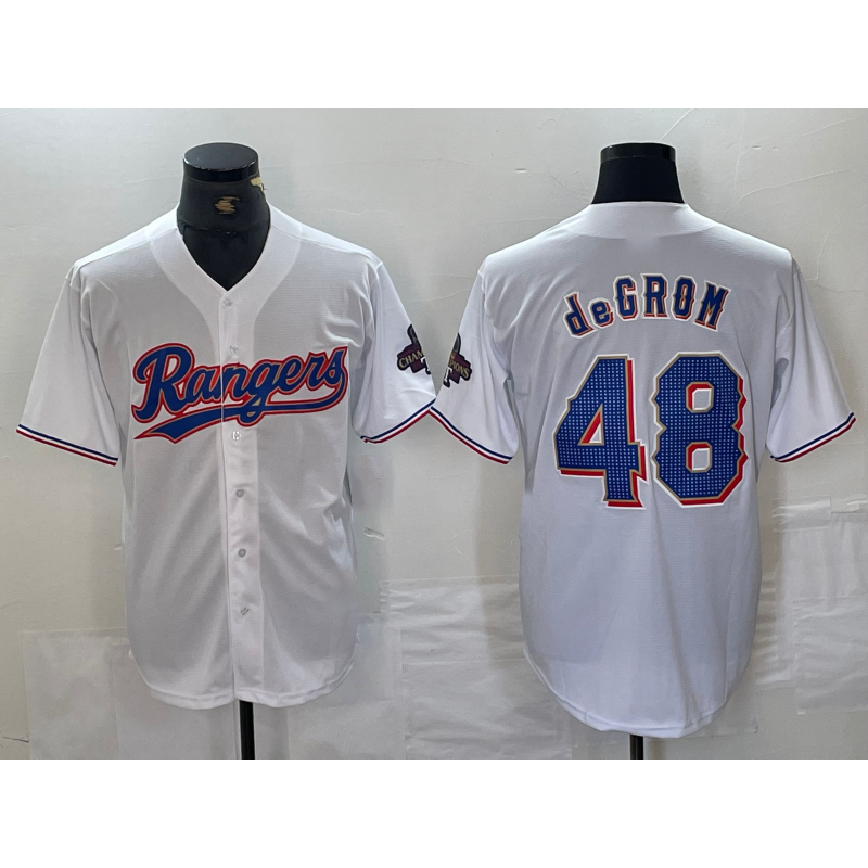 Texas Rangers #48 Jacob deGrom White Puhics 2024 Gold Collection Limited Cool Base Jersey