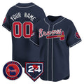 Custom Atlanta Braves Navy Puhics 2024 Spring Training Patch Limited Stitched Jersey