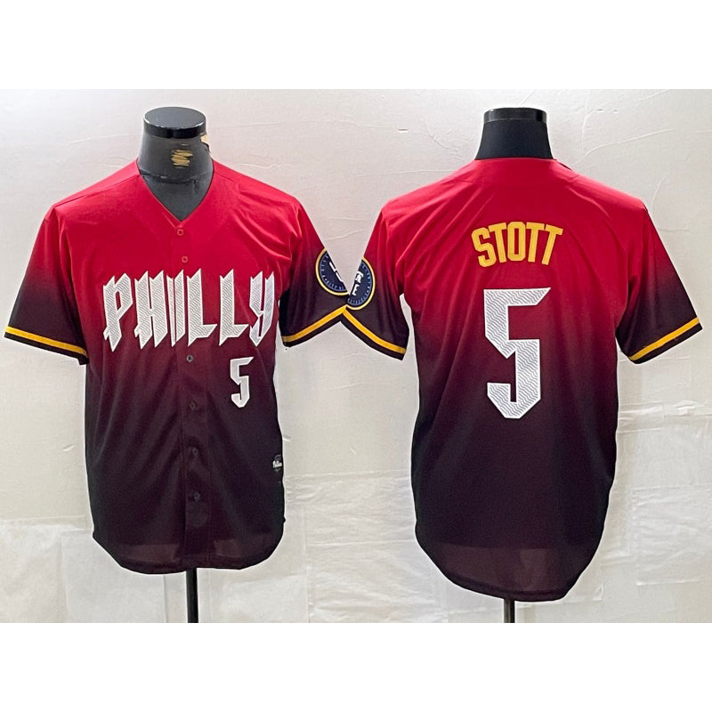 Philadelphia Phillies #5 Bryson Stott Red Puhics 2024 City Player Number Cool Base Jersey