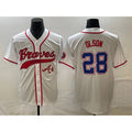 Atlanta Braves #28 Matt Olson White Puhics Cool Base With Patch Stitched Jersey