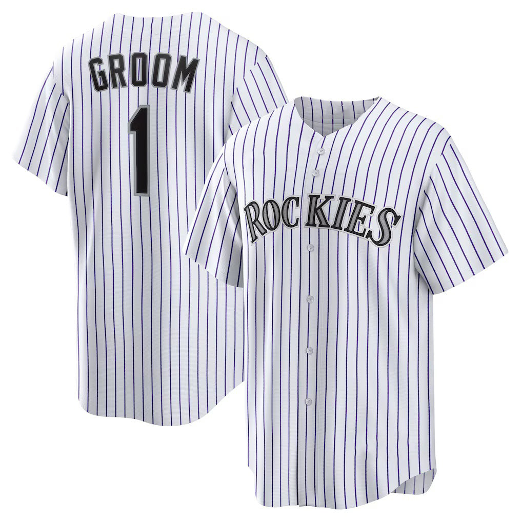 Colorado Rockies #1 Groom White Puhics Home Replica Jersey