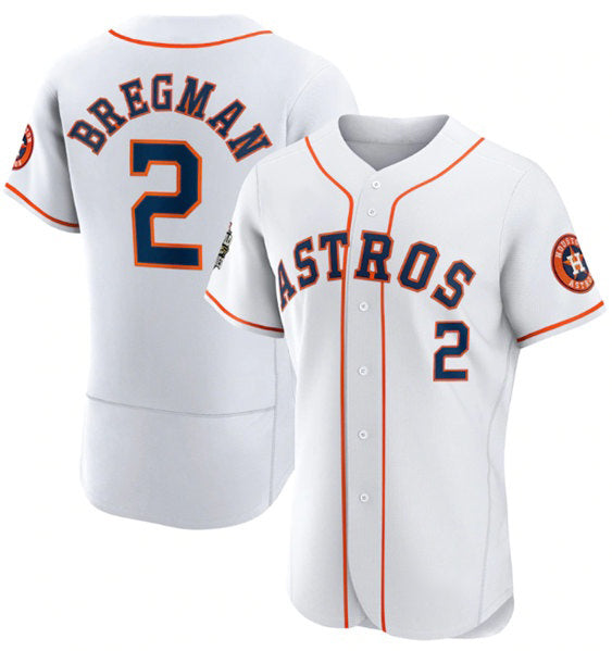 Houston Astros #2 Alex Bregman White Puhics 2022 World Series Flex Base Stitched Jersey