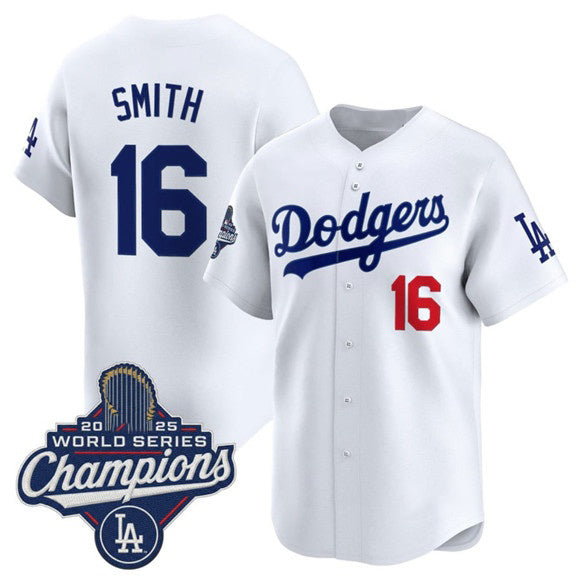 Los Angeles Dodgers #16 Will Smith White Puhics 2025 Champions Stitched Jersey