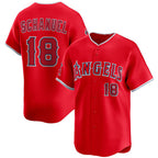Los Angeles Angels #18 Nolan Schanuel Red Puhics 2 Alternate Limited Stitched Jersey