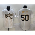 Los Angeles Dodgers #50 Mookie Betts White Gold Puhics Limited Stitched Jersey