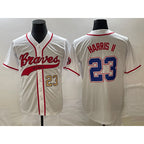 Atlanta Braves #23 Michael Harris II Number White Puhics Cool Base With Patch Stitched Jersey