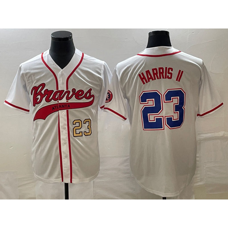 Atlanta Braves #23 Michael Harris II Number White Puhics Cool Base With Patch Stitched Jersey