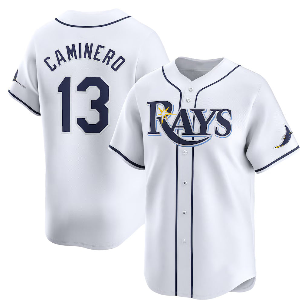 Tampa Bay Rays #13 Junior Caminero White Puhics Home Limited Player Jersey