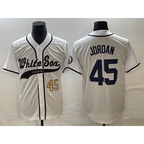 Chicago White Sox #45 Michael Jordan Number White Puhics Cool Base Stitched Jersey