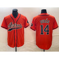 Houston Astros #14 Mauricio Dubon Orange Puhics With Patch Cool Base Stitched Jersey