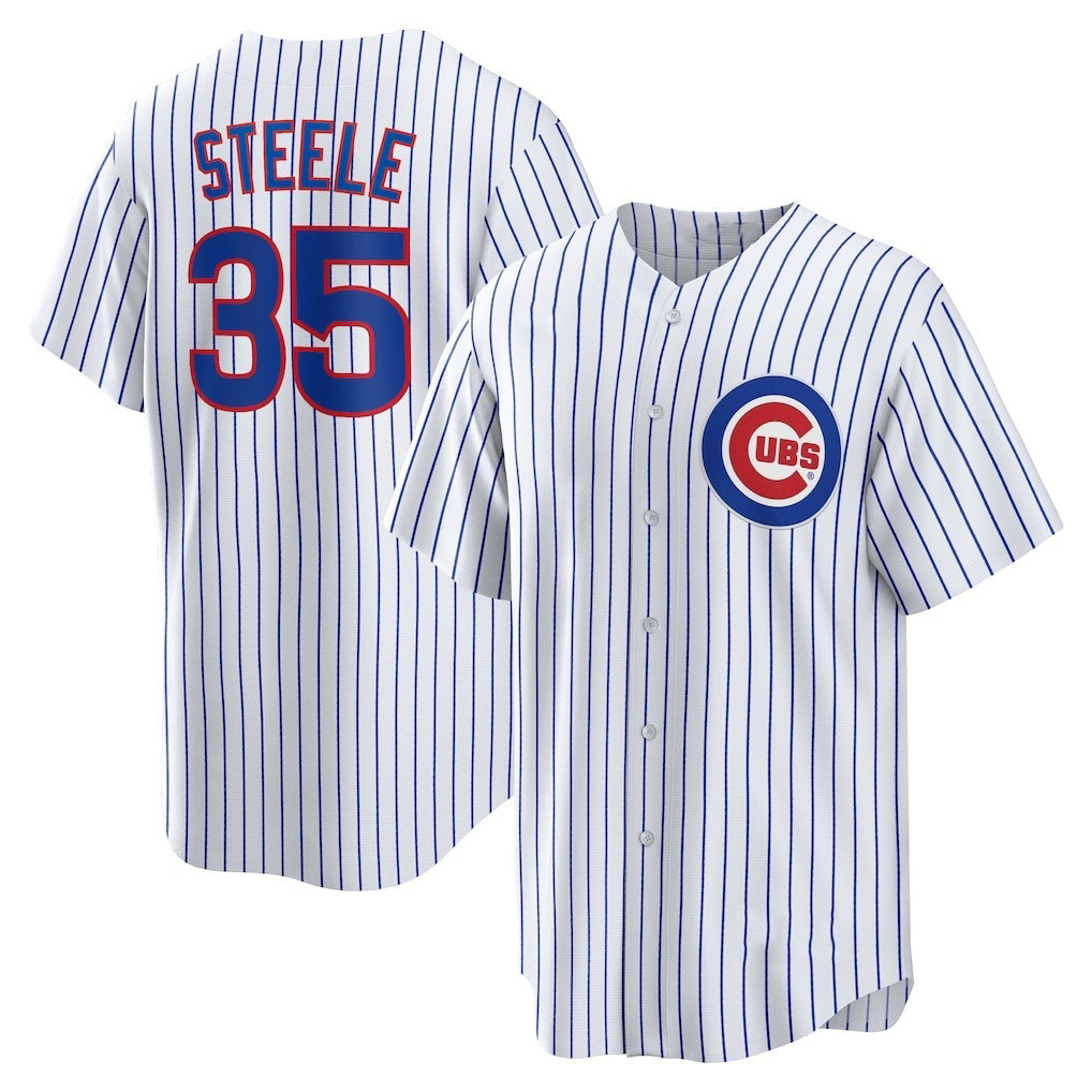 Chicago Cubs #35 Justin Steele White Puhics Home Replica Jersey