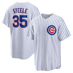 Chicago Cubs #35 Justin Steele White Puhics Home Replica Jersey