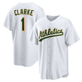 Oakland Athletics #1 Denzel Clarke White Puhics Home Replica Jersey