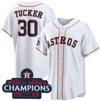 Houston Astros #30 Kyle Tucker White Puhics 2022 World Series Champions Home Stitched Jersey
