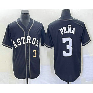Houston Astros #3 Jeremy Pena Number Black Puhics Cool Base Stitched Jersey