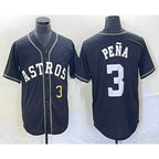 Houston Astros #3 Jeremy Pena Number Black Puhics Cool Base Stitched Jersey