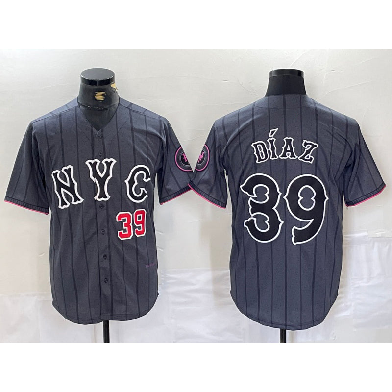 New York Mets #39 Edwin Diaz Gray Puhics 2024 City Connect Cool Base Jerseys