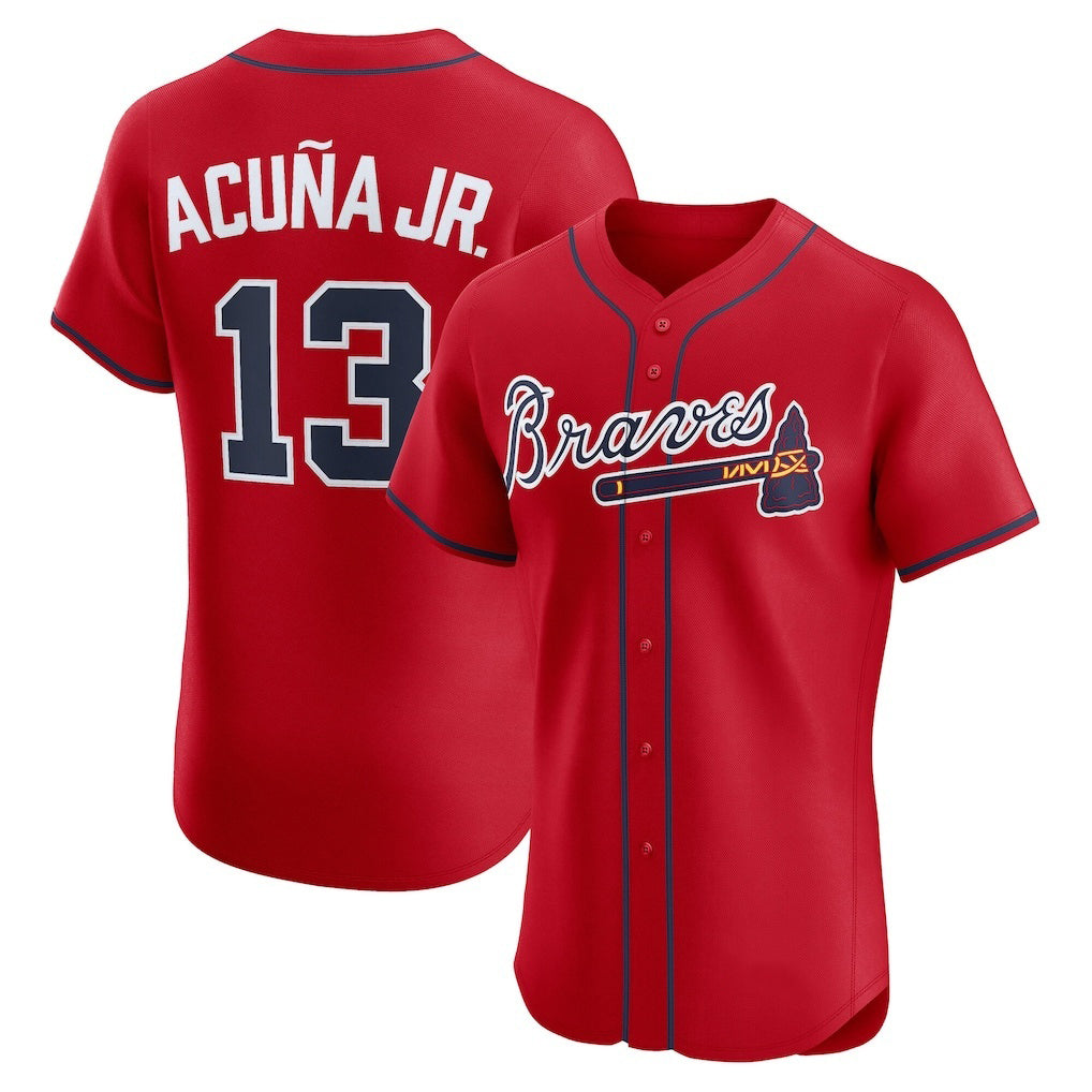 Atlanta Braves #13 Ronald Acu?a Jr. Red Puhics Alternate 2 Elite Jersey