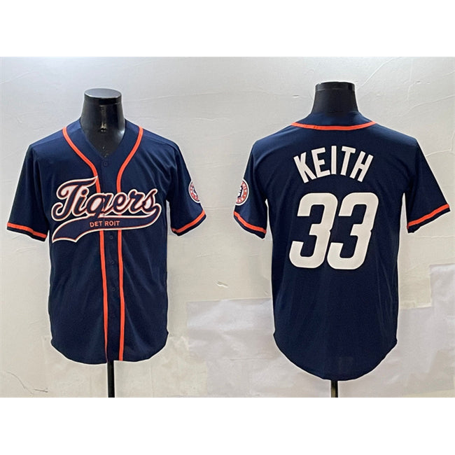 Detroit Tigers #33 Colt Keith Navy Puhics With Patch Cool Base Stitched Jersey