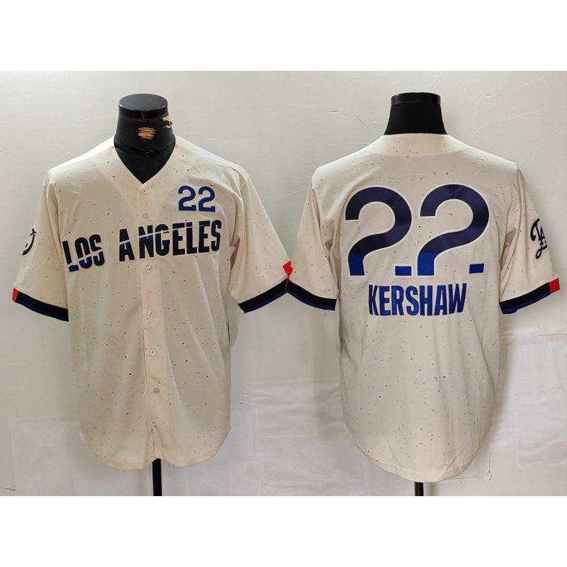 Los Angeles Dodgers #22 Clayton Kershaw Cream Puhics 2024 City Connect Limited Jersey