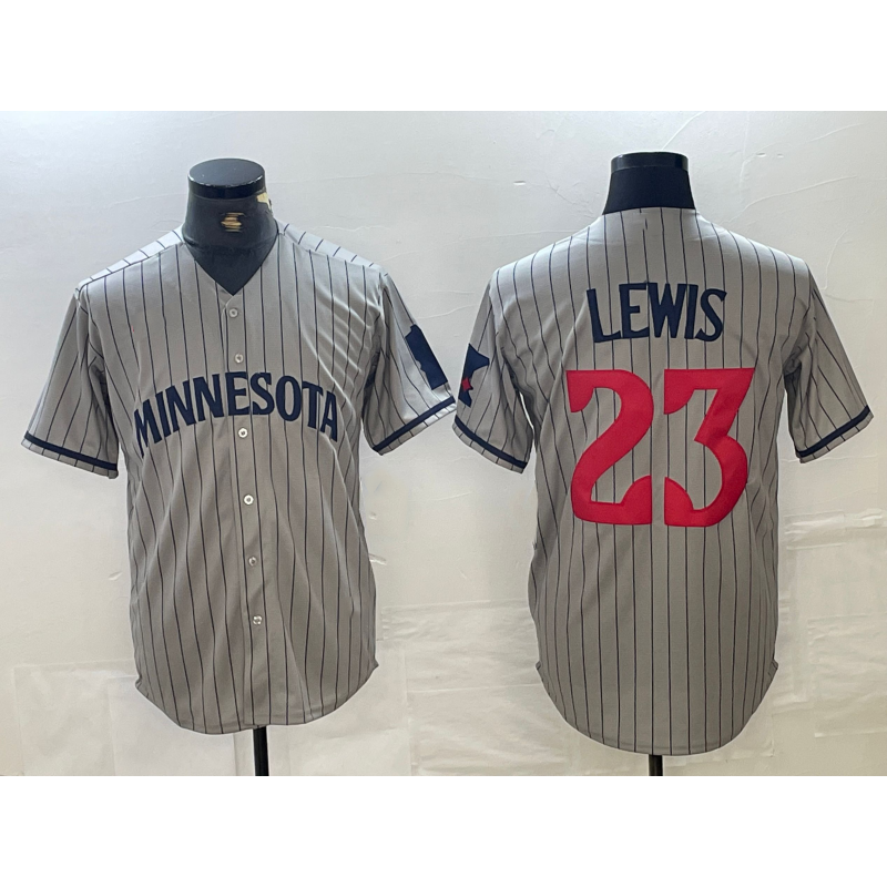 Minnesota Twins #23 Royce Lewis 2023 Grey Puhics Home Team Cool Base Stitched Jersey