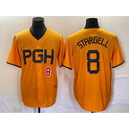 Pittsburgh Pirates #8 Willie Stargell Number Gold Puhics 2023 City Connect Stitched Jersey 3