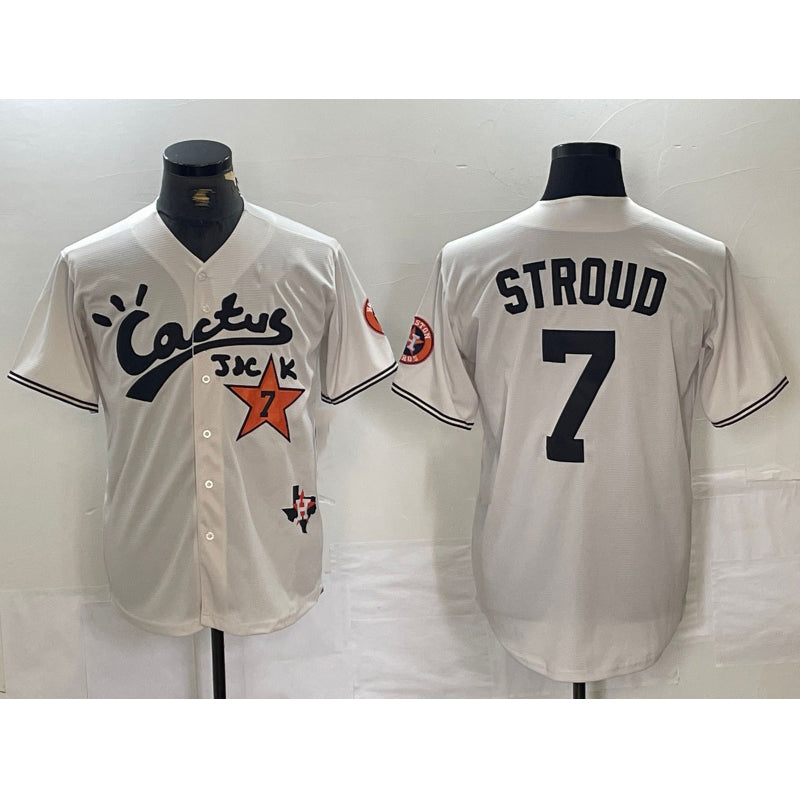 Houston Astros #7 CJ Stroud Cream Puhics Cactus Jack Cool Base Jersey