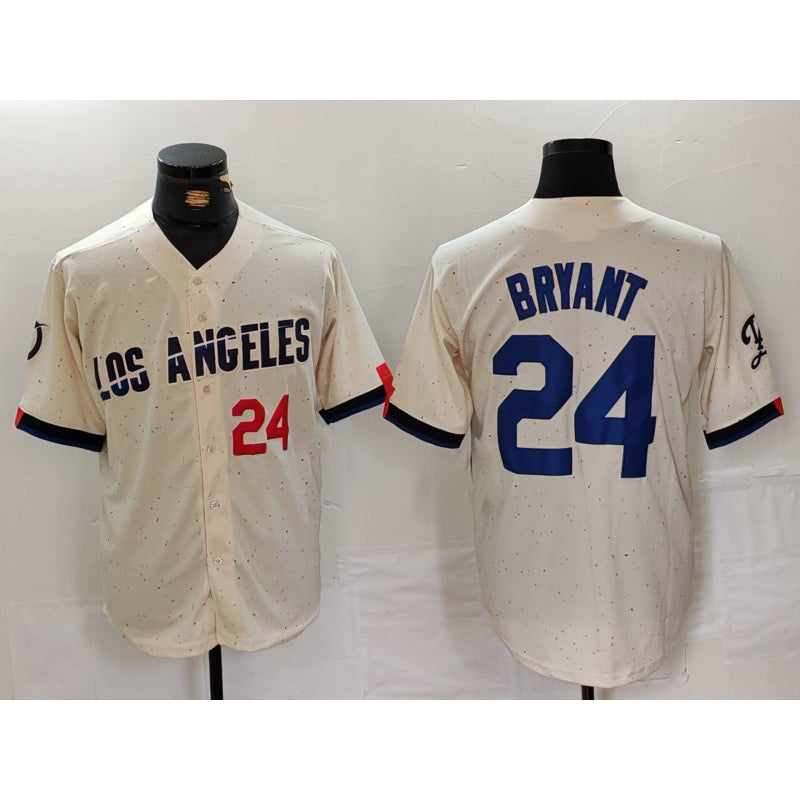 Los Angeles Dodgers #24 Kobe Bryant Number Cream Puhics 2024 City Connect Limited Stitched Jersey 2