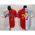 Houston Astros #27 Jose Altuve Number White Orange Puhics Split Stitched Jersey