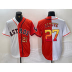 Houston Astros #27 Jose Altuve Number White Orange Puhics Split Stitched Jersey