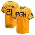 Pittsburgh Pirates #21 Roberto Clemente Gold Puhics City Connect Limited Player Jersey