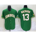 San Diego Padres #13 Manny Machado Green Puhics Cool Base Stitched Jersey 2
