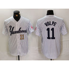 New York Yankees #11 Anthony Volpe White Puhics Pinstripe Fashion Cool Base Jerseys