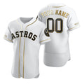 Custom Houston Astros White Puhics Stitched Flex Base Golden Edition Jersey