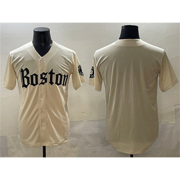 Boston Red Sox Blank Cream Puhics Gothic Vapor Limited Stitched Jersey