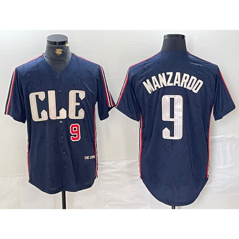 Cleveland Guardians #9 Kyle Manzardo Number Navy Puhics 2024 City Connect Limited Stitched Jersey