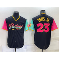 San Diego Padres #23 Fernando Tatis Jr Black Puhics 2022 City Connect Cool Base Stitched Jersey