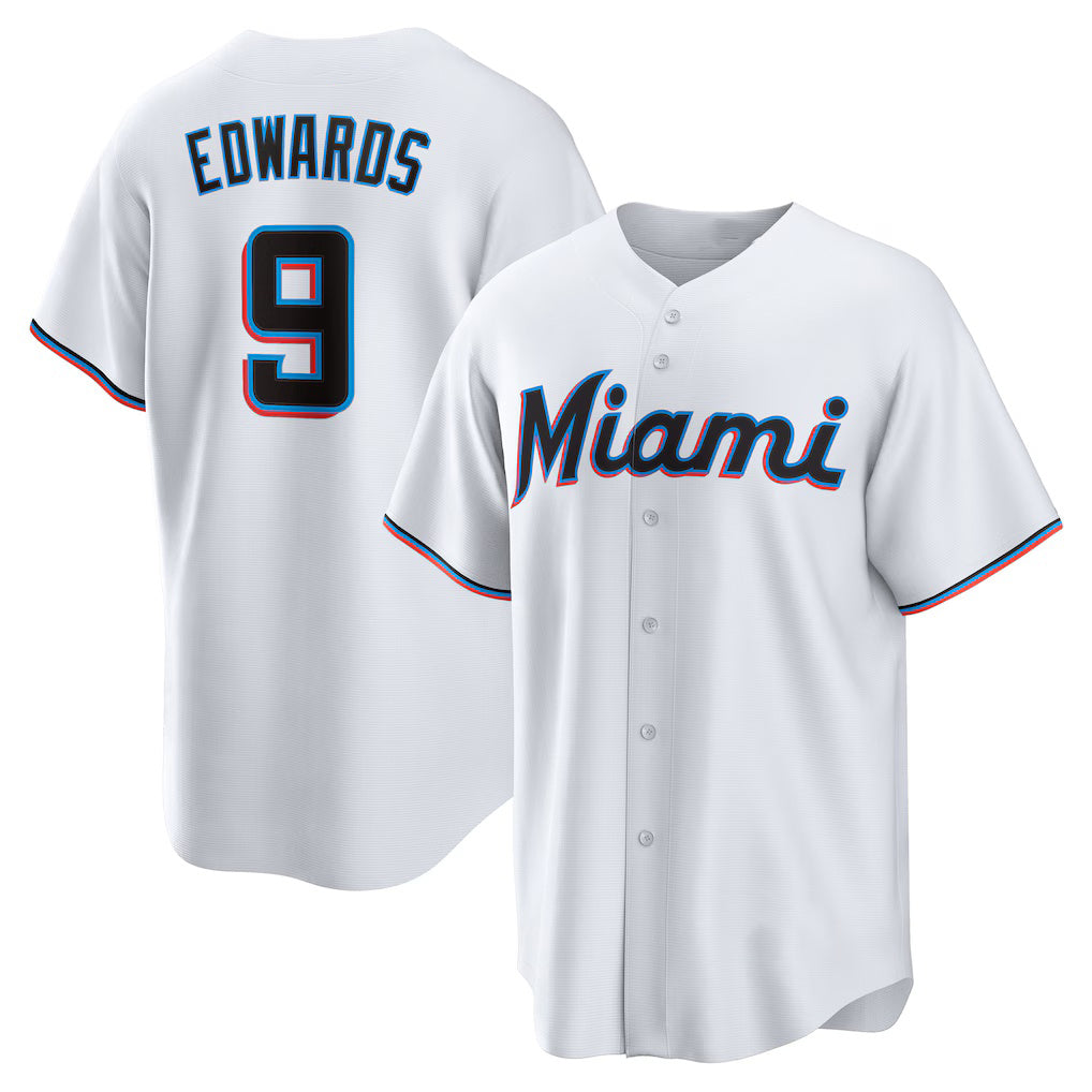 Miami Marlins #9 Xavier Edwards White Puhics Home Replica Jersey