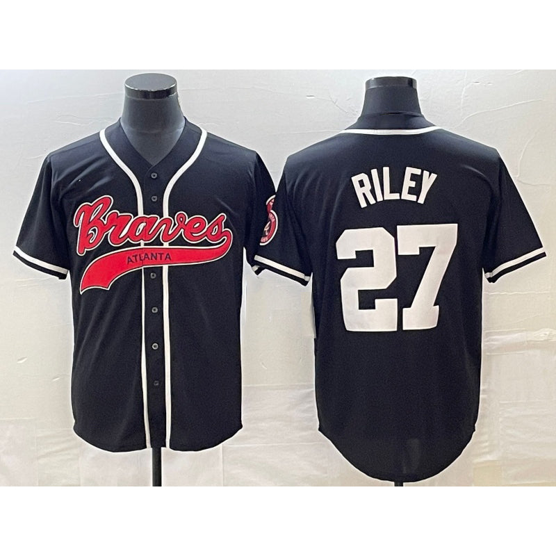 Atlanta Braves #27 Austin Riley Black Puhics Cool Base Stitched Jersey