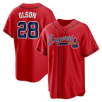 Atlanta Braves #28 Matt Olson Red Puhics Alternate 2 Replica Jersey