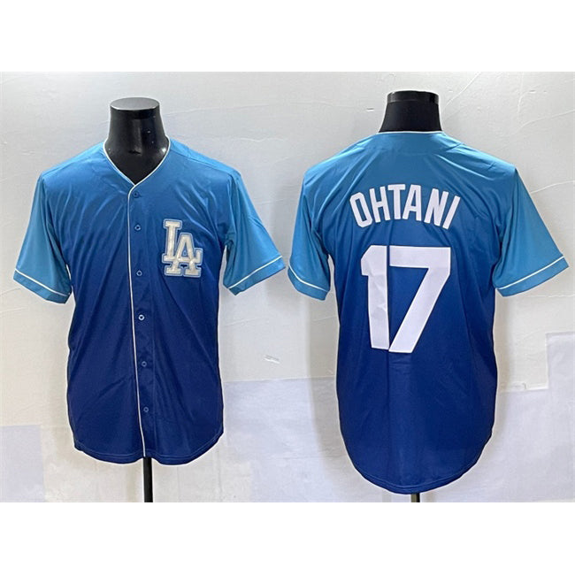 Los Angeles Dodgers #17 Shohei Ohtani Blue Puhics Stitched Jersey