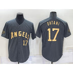 Los Angeles Angels #17 Shohei Ohtani Number Grey Puhics 2022 All Star Stitched Cool Base Jersey